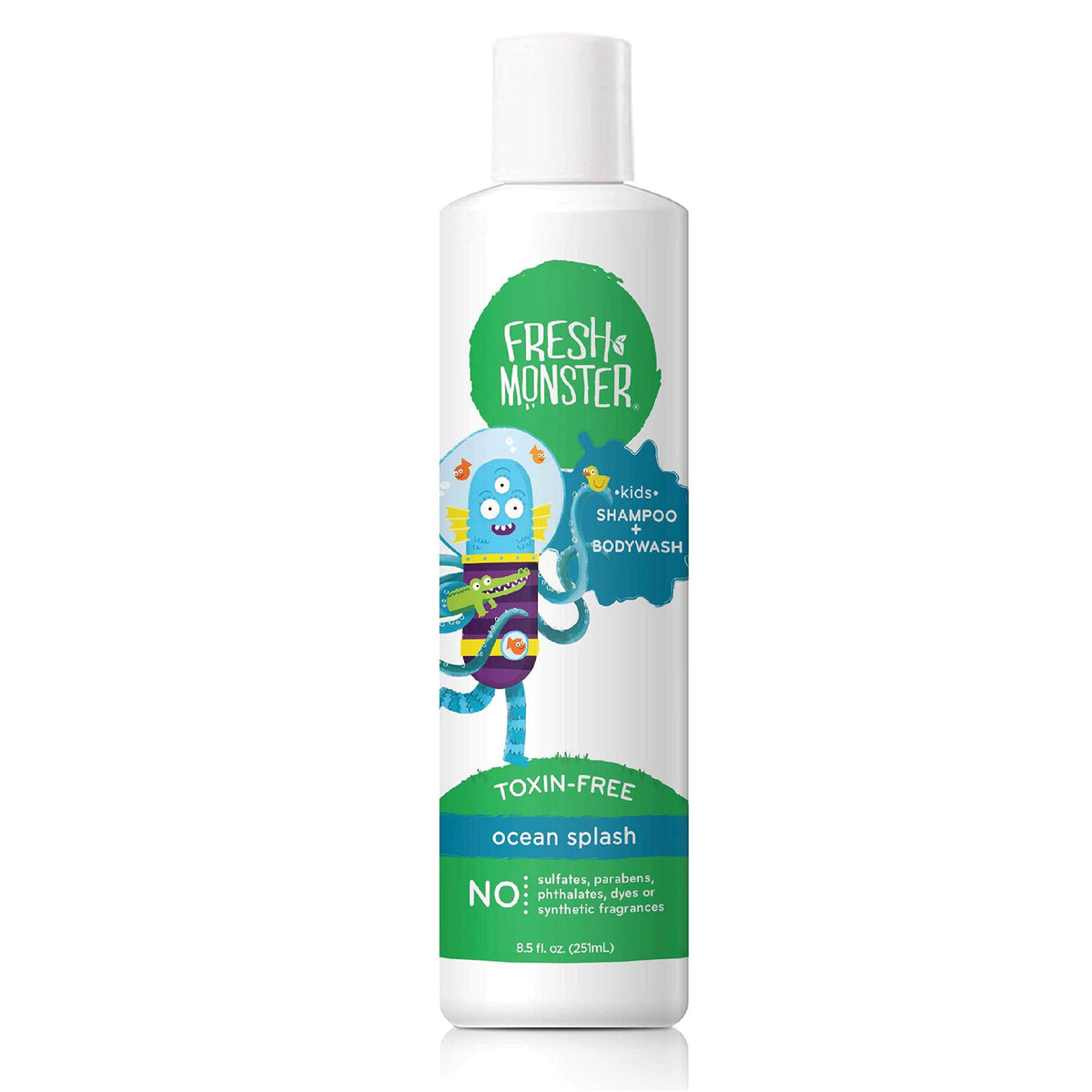 Fresh Monster front packaging showing ocean splash scent and kid-friendly design benefits