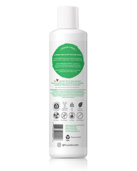 Fresh Monster closeup pump dispensing creamy 2‑in‑1 formula for gentle conditioning