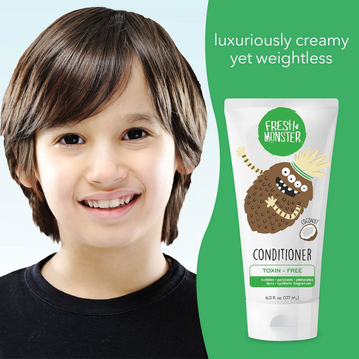 Fresh Monster hair rinsed and soft-looking after conditioner use for manageable styling