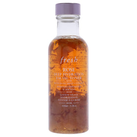 Fresh front bottle showing rose toner and petals for gentle hydration