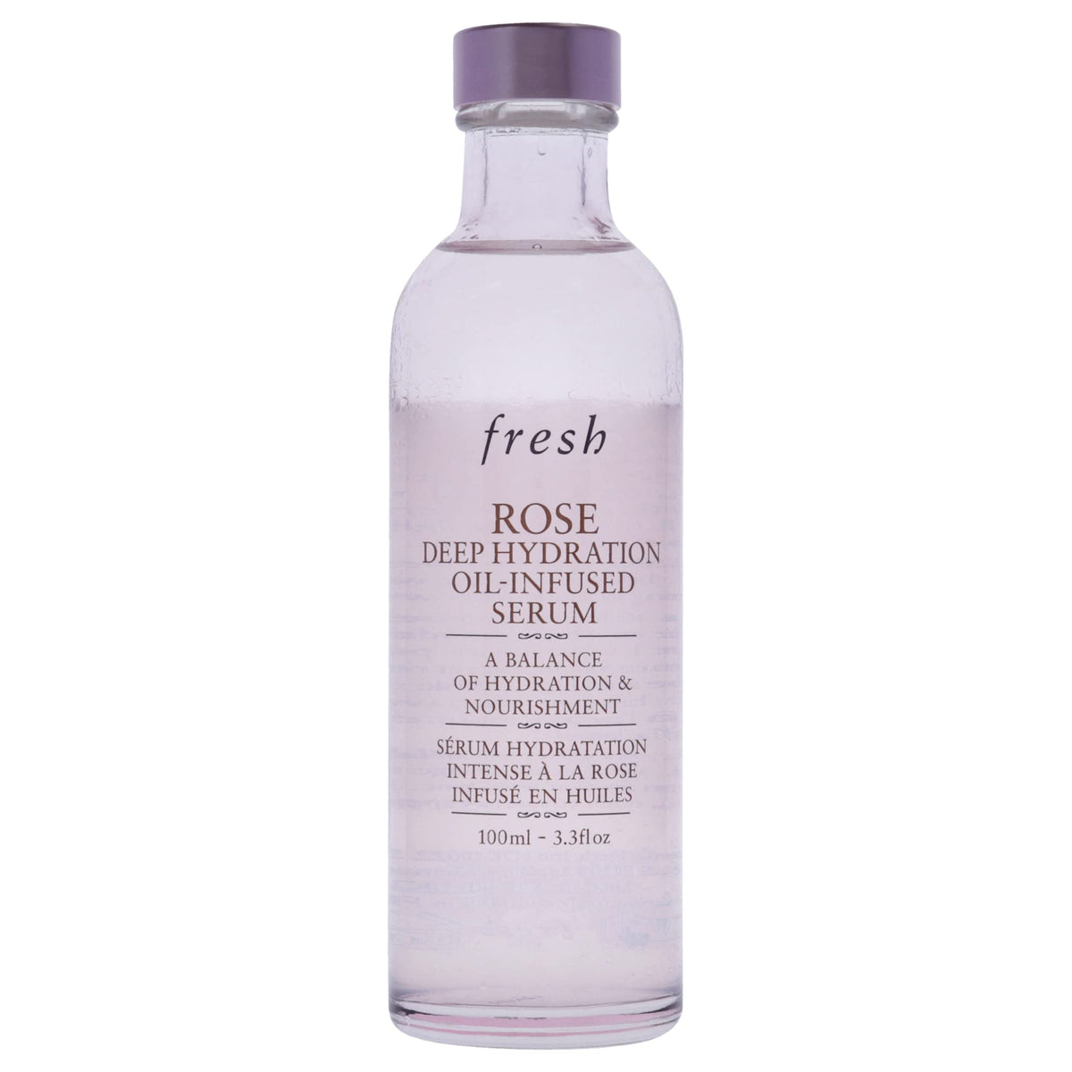 Fresh Rose label and pump closeup highlighting brand clarity and easy dispensing