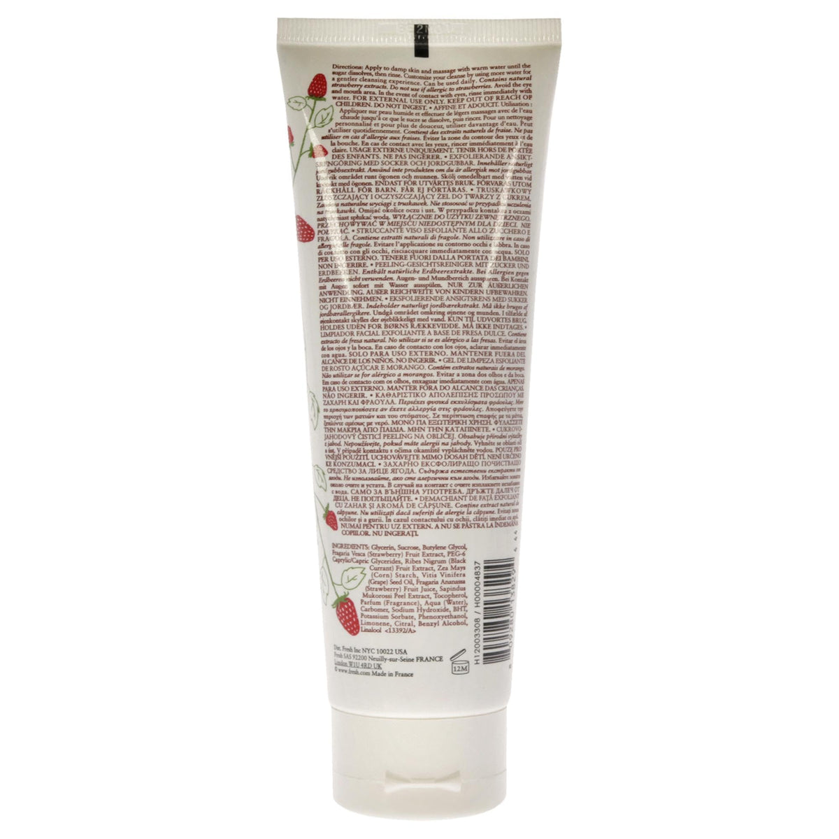 Fresh Sugar strawberry close-up of creamy scrub texture highlighting gentle sugar crystals