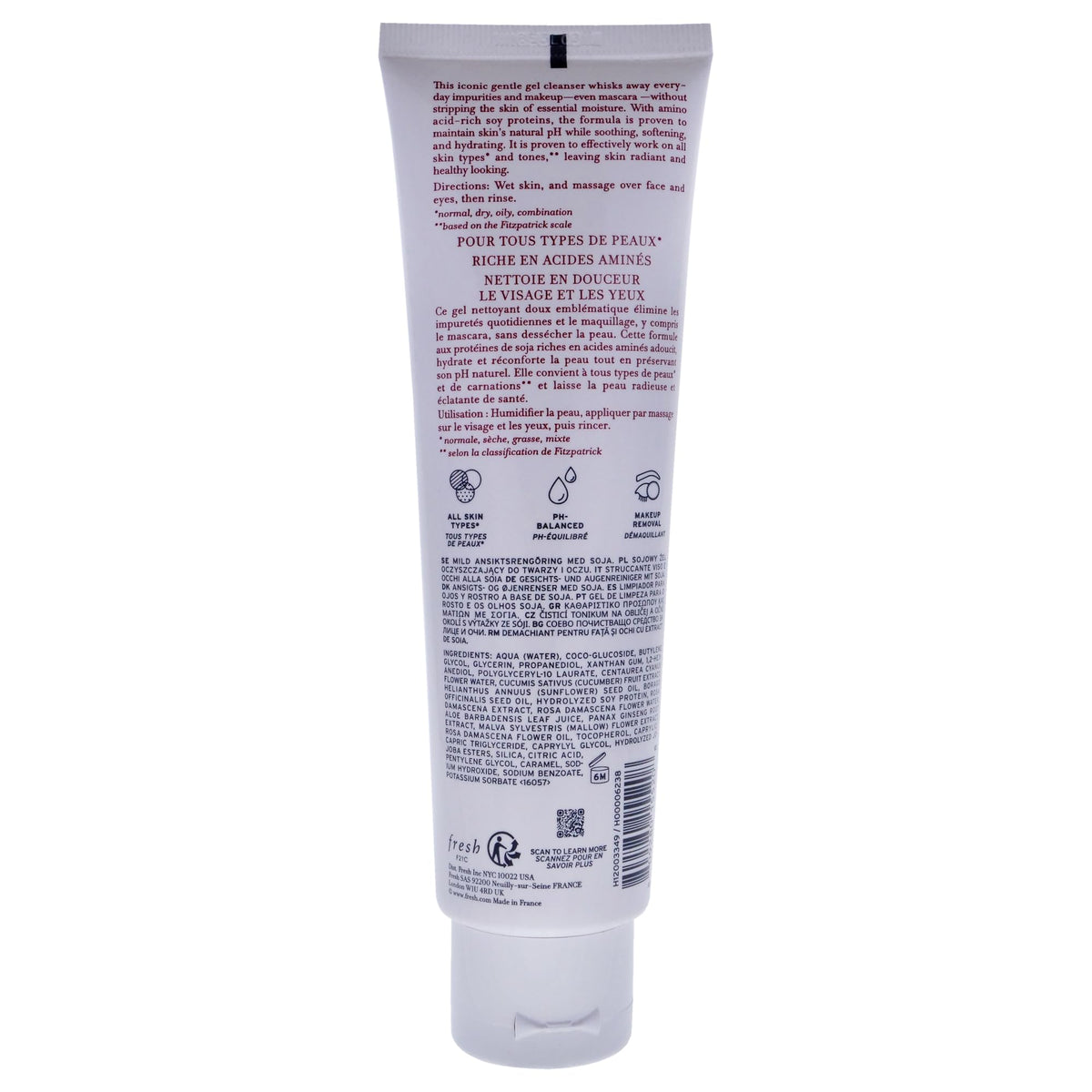 Fresh close-up of soy gel texture demonstrating smooth, hydrating cleanse benefit