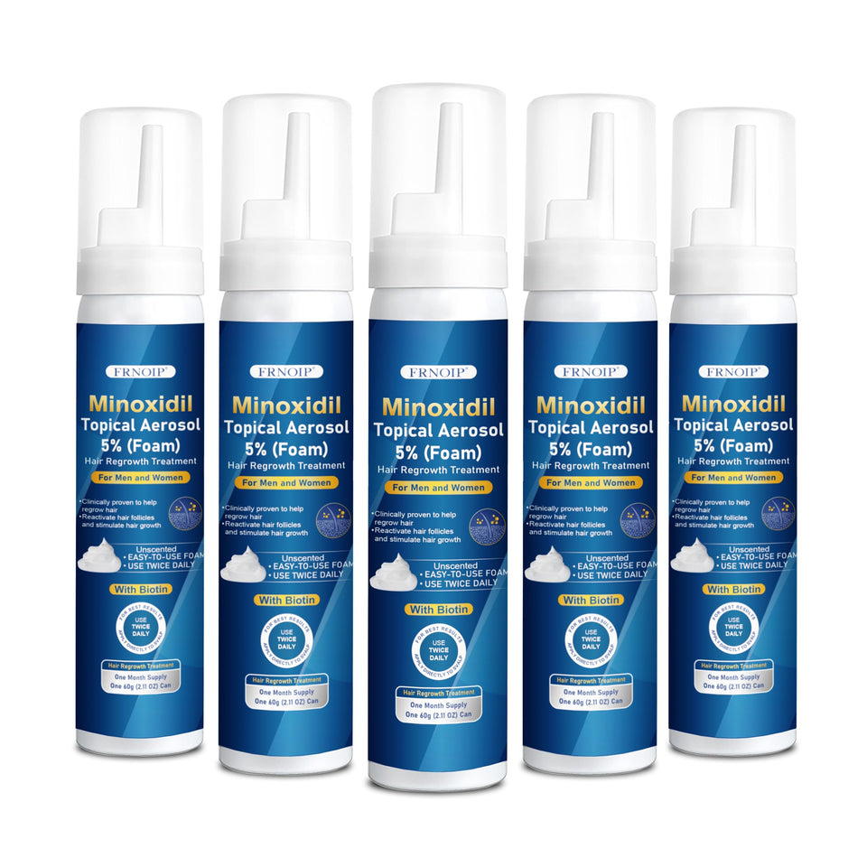 Frnoip front packaging showing five foam bottles and benefits