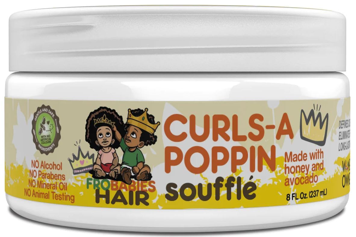 FroBabies Hair front jar view showing clear branding and product size benefits