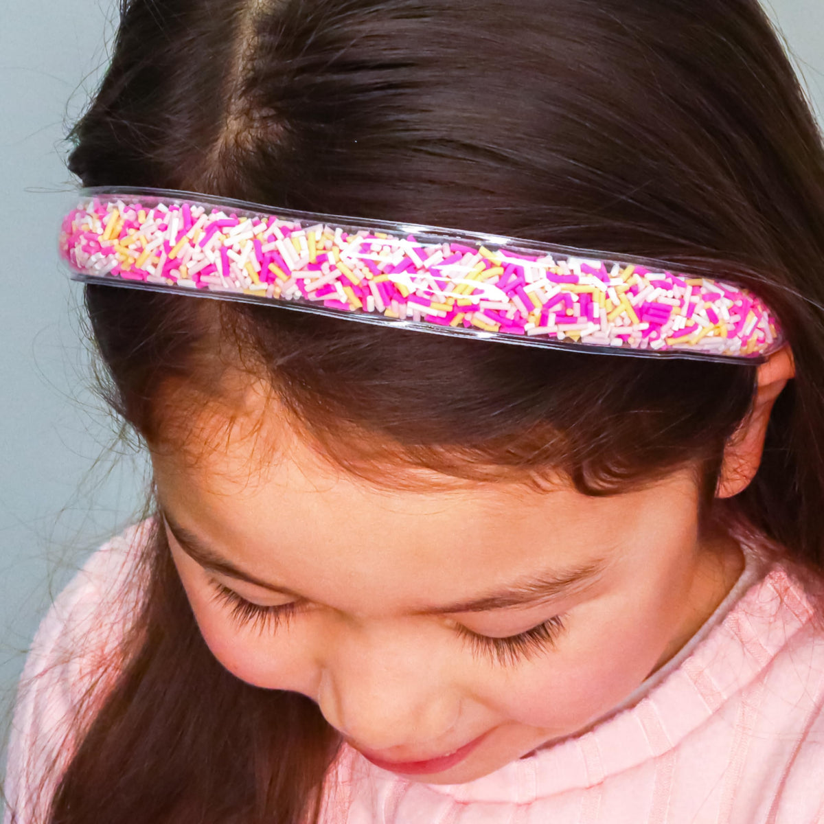 FROG SAC pink purple blue rainbow bands on white for color comparison
