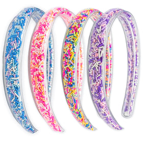 FROG SAC four headbands flat lay showing colors and sparkles for outfit matching