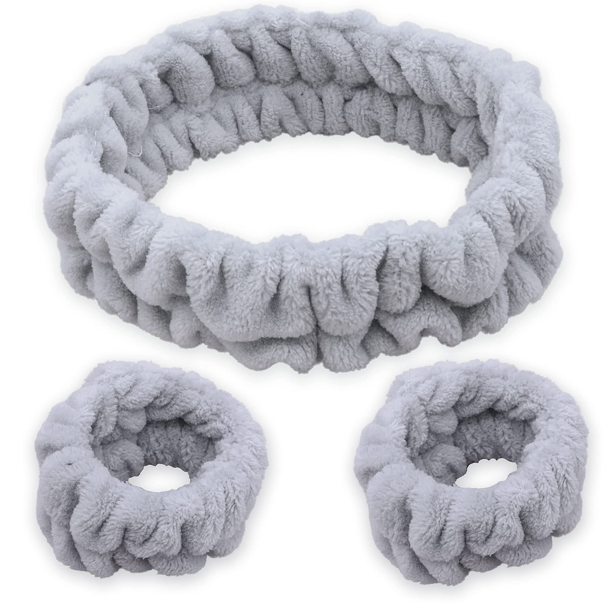 FROG SAC gray headband and wristbands front view showing set and comfort