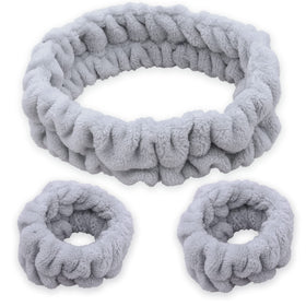 FROG SAC gray headband and wristbands front view showing set and comfort