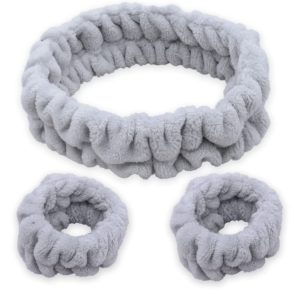 FROG SAC gray headband and wristbands front view showing set and comfort
