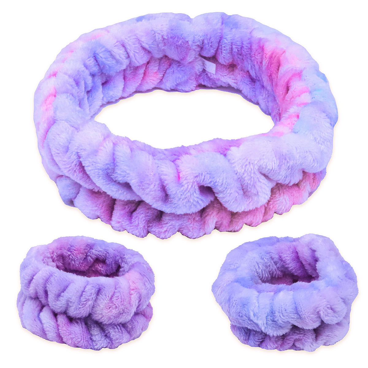 FROG SAC headband front view showing tie-dye and comfy design benefit