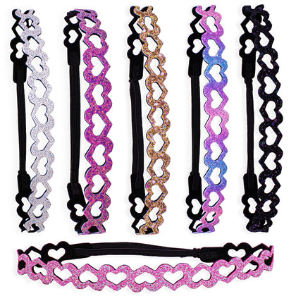 FROG SAC front view of six multicolor headbands showing variety and sparkle