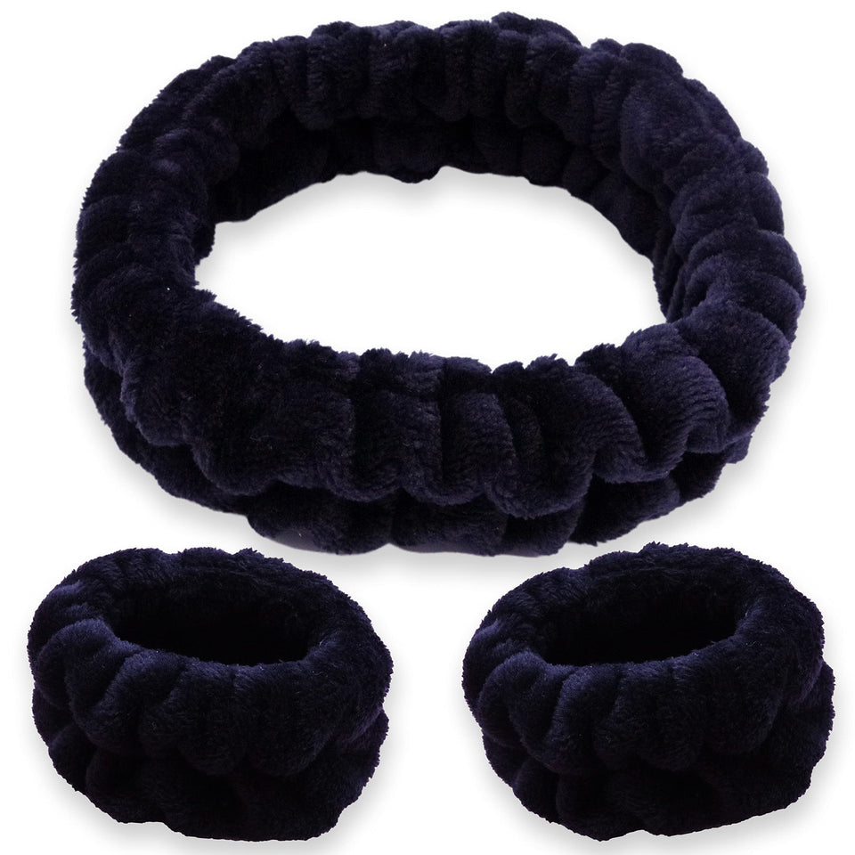 FROG SAC headband front view showing soft black fleece and secure hold