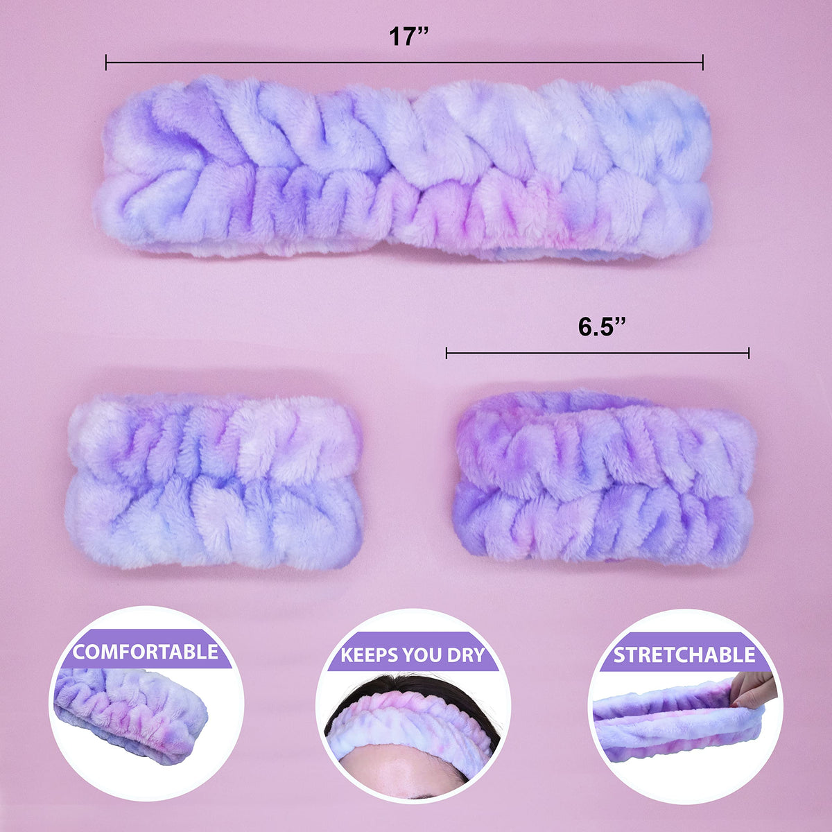 FROG SAC headband worn during skincare demonstrating hair protection benefit
