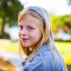 FROG SAC purple headband holding hair back to prevent stray strands