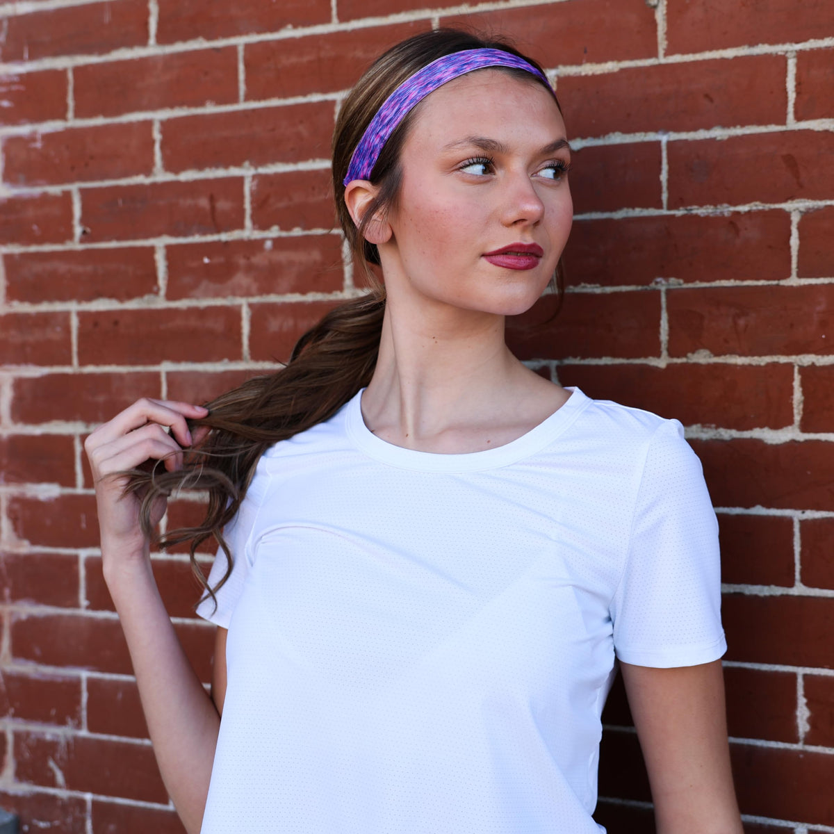 Close-up grosgrain texture of FROG SAC space dye headband highlighting durable style