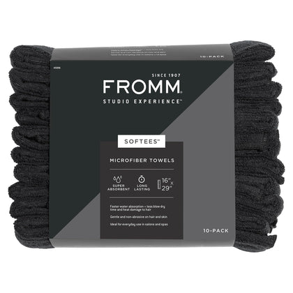 Fromm black towel front packaging showing professional 10-pack benefit