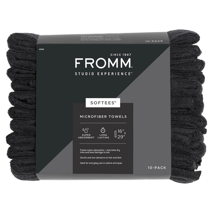Fromm black towel front packaging showing professional 10-pack benefit