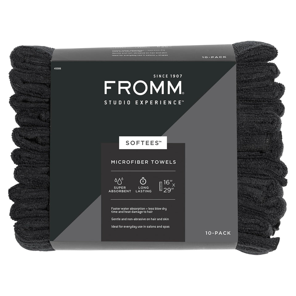Fromm black towel front packaging showing professional 10-pack benefit