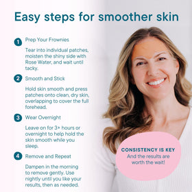 Frownies application on forehead demonstrating smoothing benefit