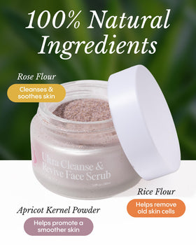FRØYA rice powder macro showing finely milled grains for soft exfoliation