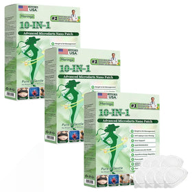 frsba front packaging showing three moringa microdarts patches, compact convenience