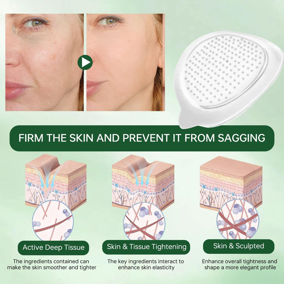 frsba patch being applied under makeup for discreet all-day nourishment benefit
