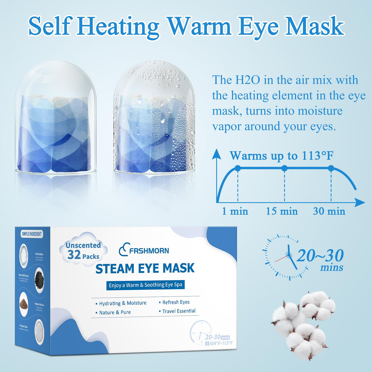 FRSHMORN mask on a hand showing scale and portable size for travel convenience