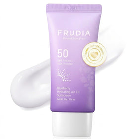 FRUDIA front packaging showing sunscreen tube and branding, communicates clear protection
