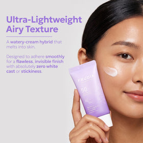 FRUDIA cream on hand scale to show coverage and amount needed, demonstrates easy spreadability