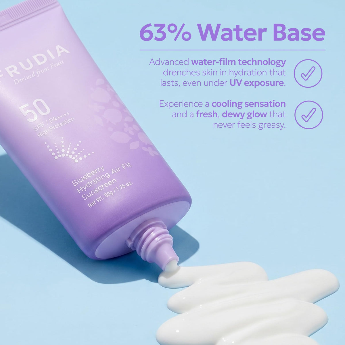 FRUDIA label and ingredients list close-up with blueberry extract visible, shows key benefits