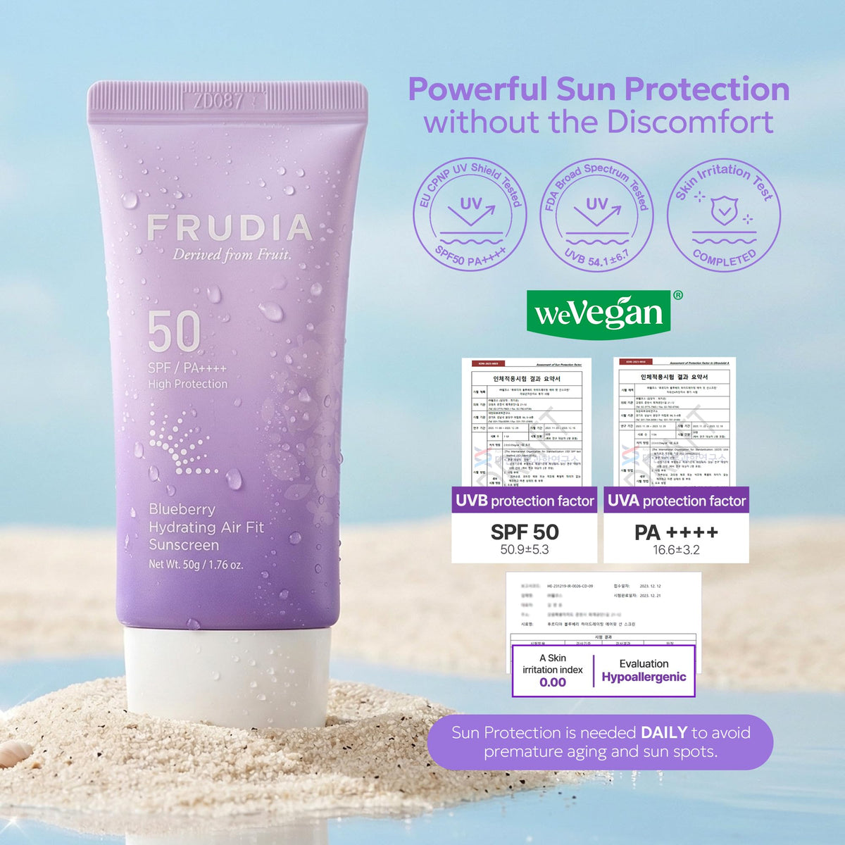 FRUDIA texture close-up of airy formula, highlights lightweight hydrating finish
