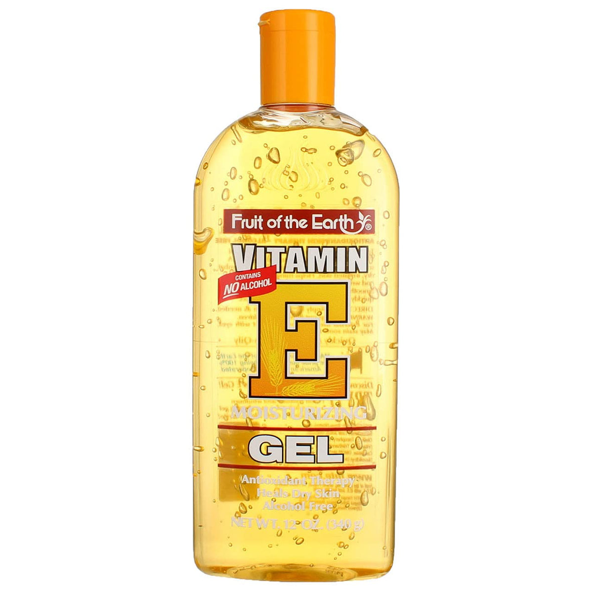 Fruit of the Earth front packaging showing 12oz gel, clear label and product benefit