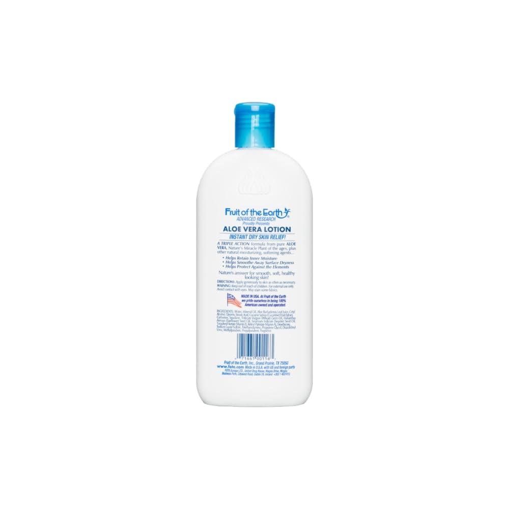 Fruit of the Earth lotion texture close-up illustrating creamy hydration and smooth finish