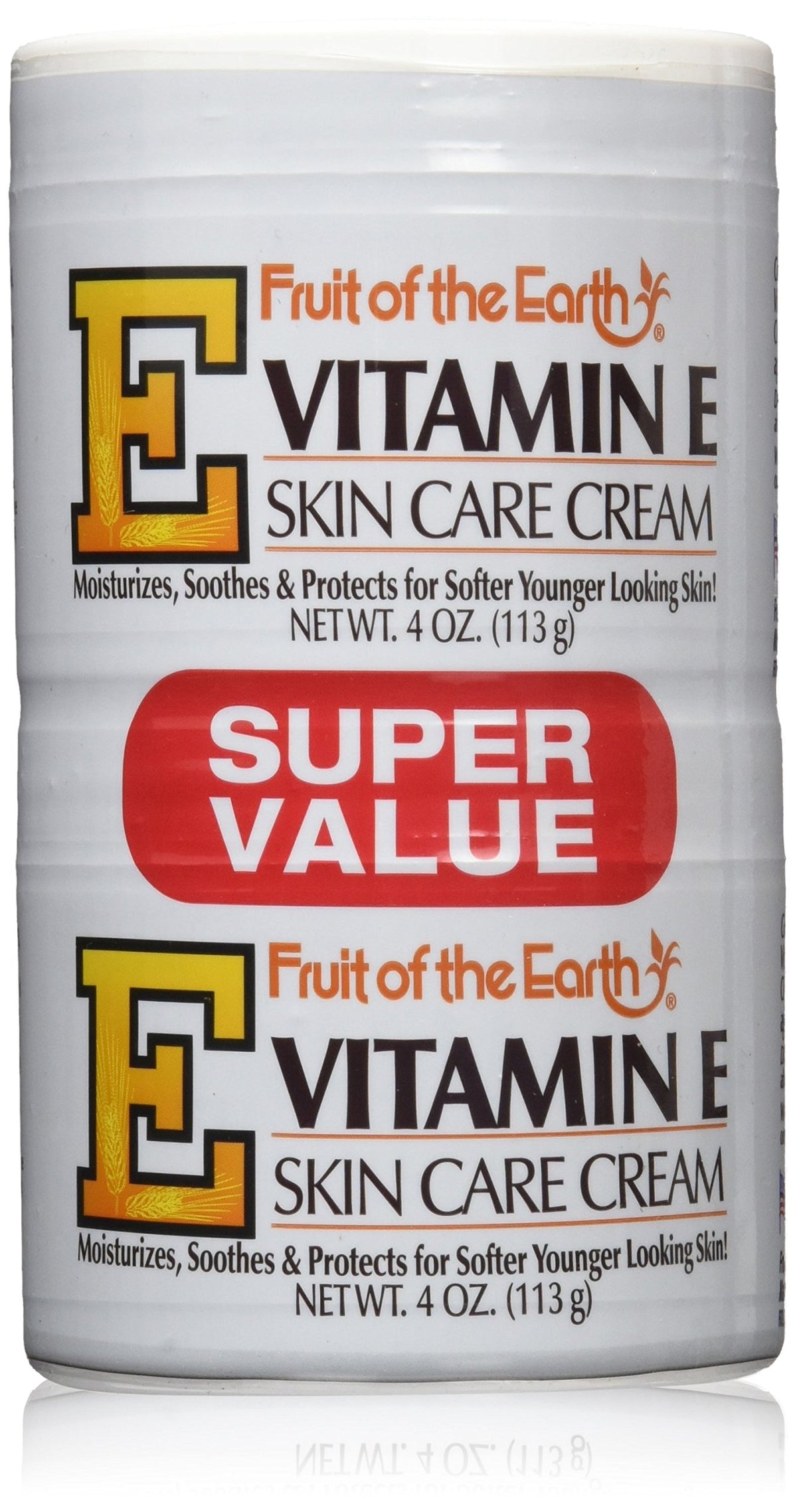 Fruit of the Earth jar front view showing label and moisturizing cream benefits