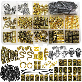 Fscwlmon clear storage box showing organized Viking hair accessories for quick selection