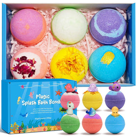 FUBAOLIN front packaging showing six colorful bath bombs and benefits