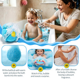 FUBAOLIN lifestyle scene kids enjoying bath time with fizzing tablets
