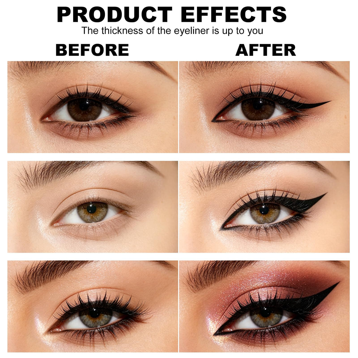 FUERHPSH winged eyeliner on model highlighting dramatic definition and long wear