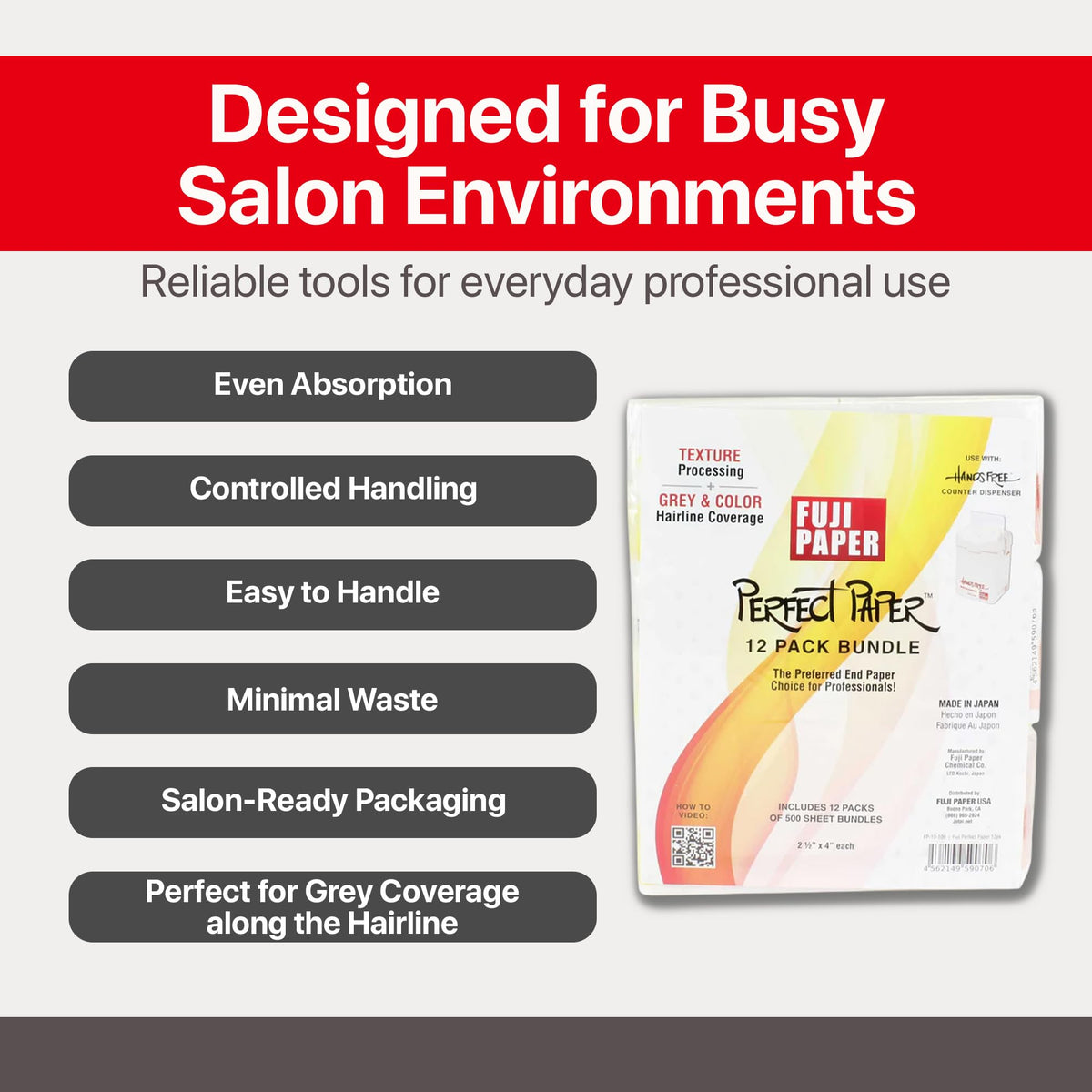 FUJI paper wrapped on roller in salon illustrating secure hold