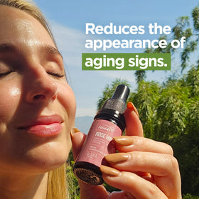 FULL OF NATURE FUNAT oil beside skincare products in bathroom, easy routine addition