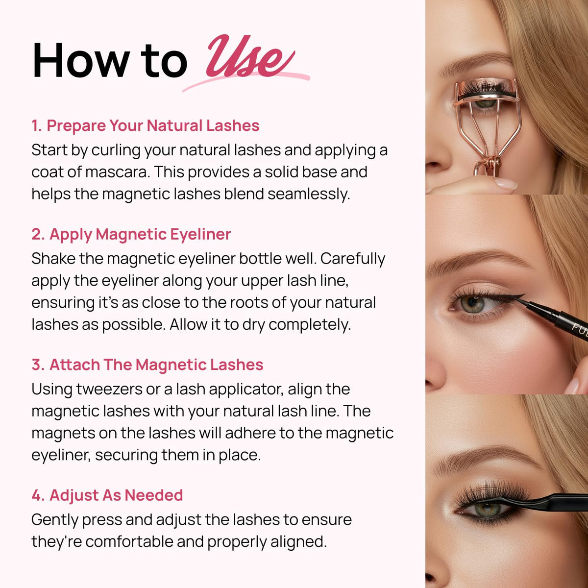 Full Out Glam liner bonding with magnetic lashes for secure glue-free hold