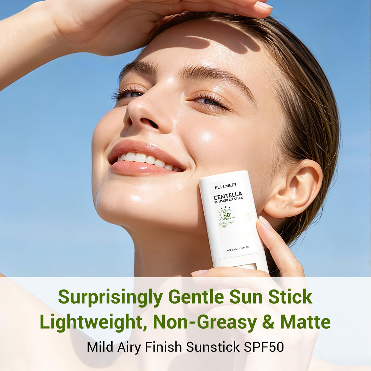 FullMeet lifestyle image of person outdoors applying stick showing on-the-go protection