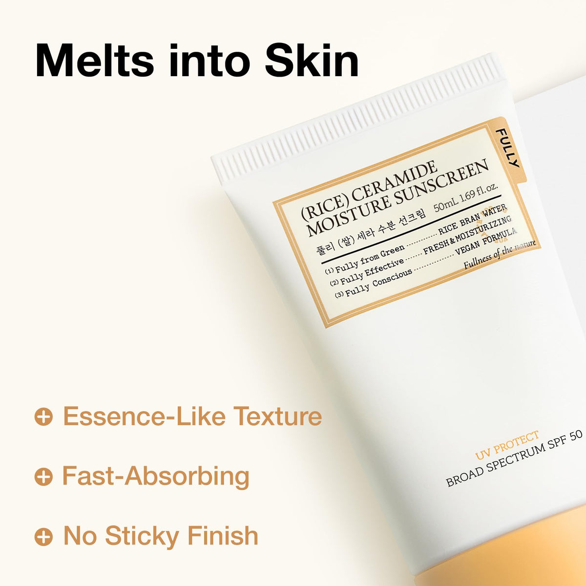 FULLY sunscreen rubbed on hand showing hydrating, non-greasy effect