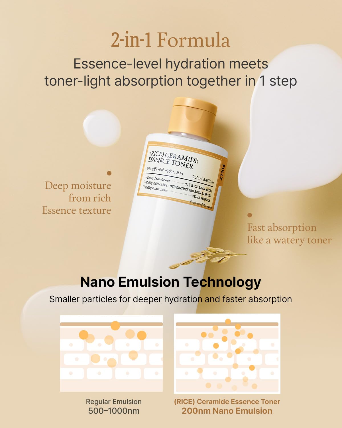 FULLY close-up of milky texture being poured showing fast-absorbing, non-sticky hydration