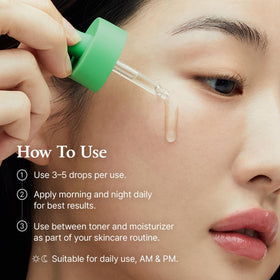 FULLY applying serum to cheek to show smooth absorption and pore refining