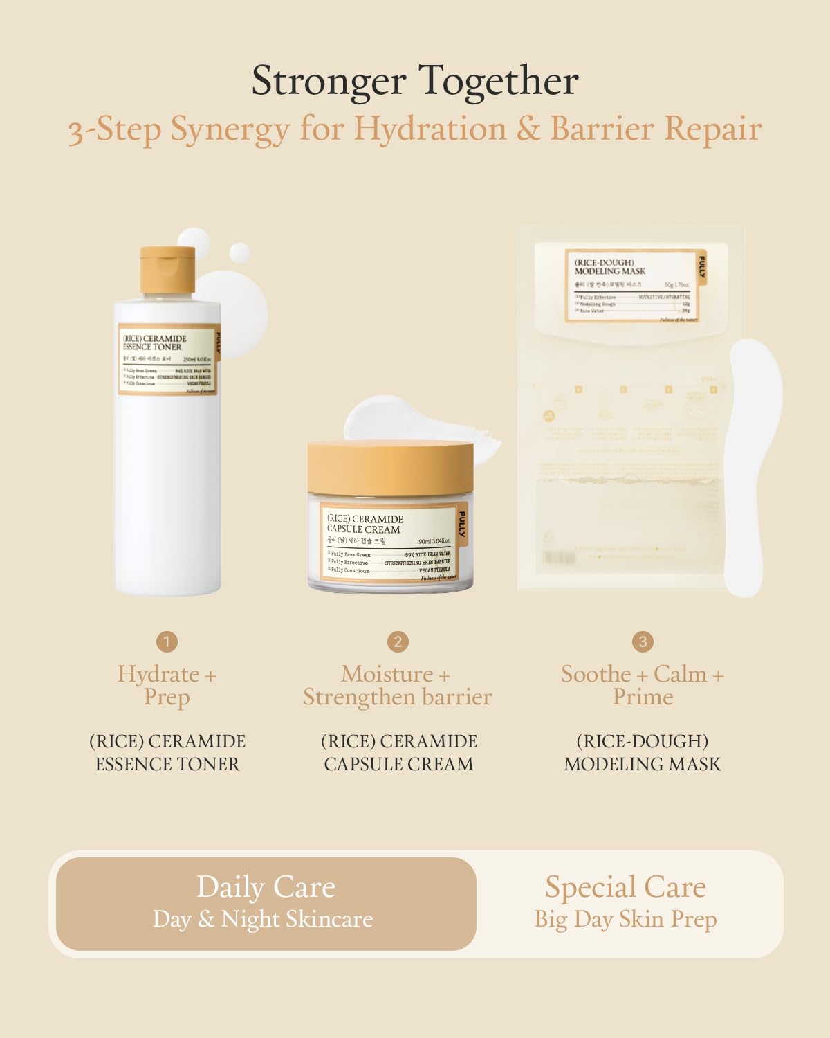 FULLY lifestyle bathroom shelf depicting daily routine and easy layering benefit