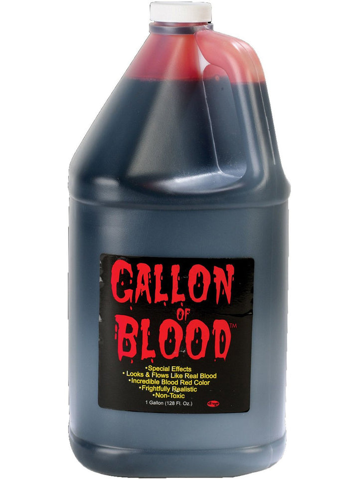 Fun World stage blood 1 gallon jug front view showing label and size benefit