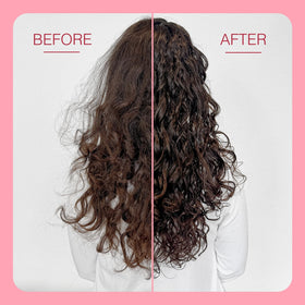 Function of Beauty before and after curls showing improved definition and reduced frizz