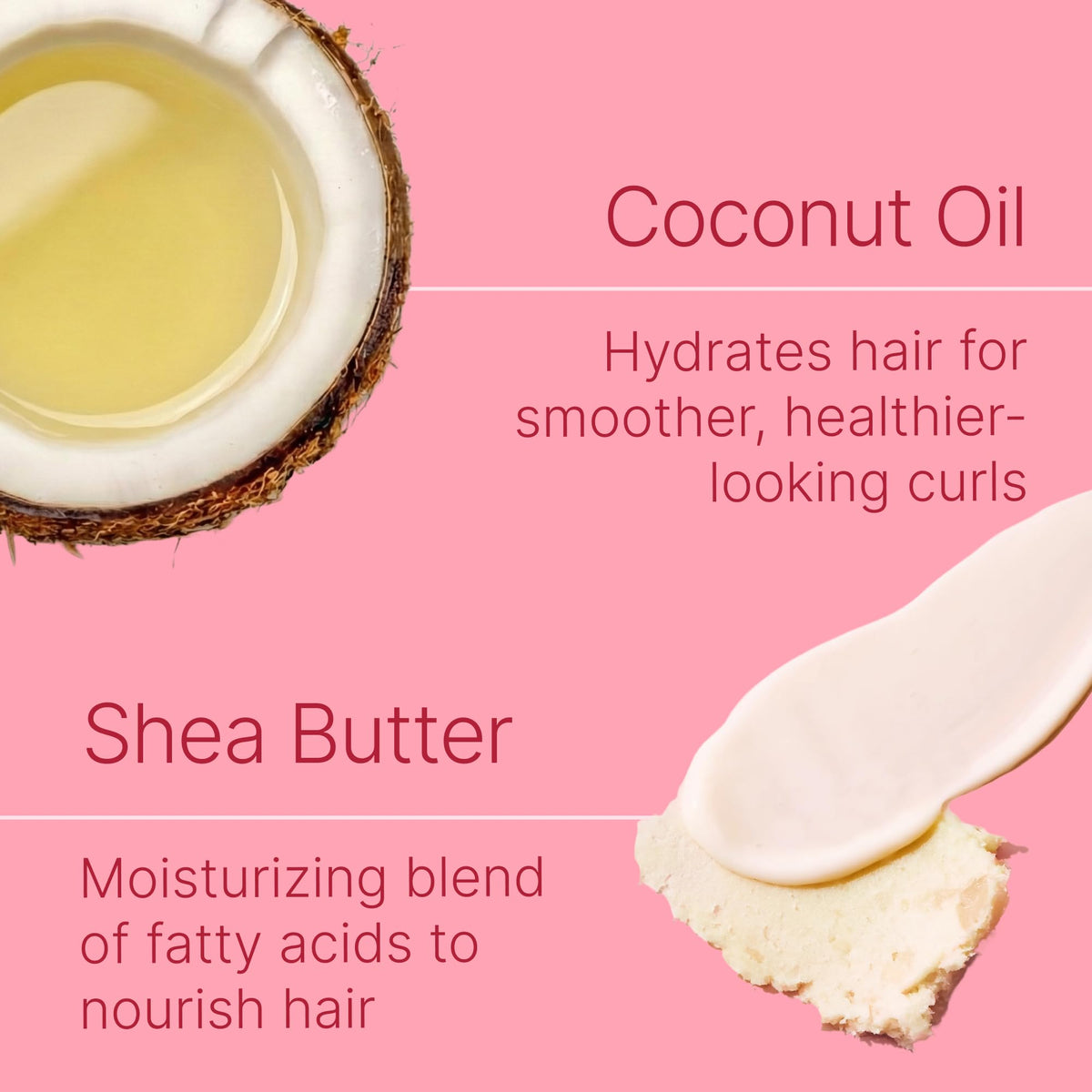 Coconut and shea butter ingredients beside jar highlighting Function of Beauty moisturizing properties